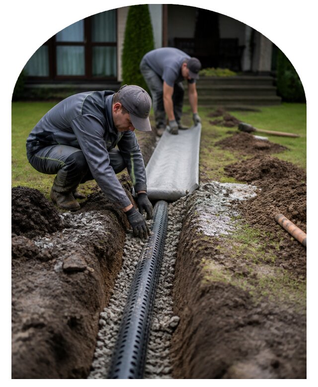 Дренаж газона на участке в Полевской по цене от 46193 р. | Метпроект-Плв